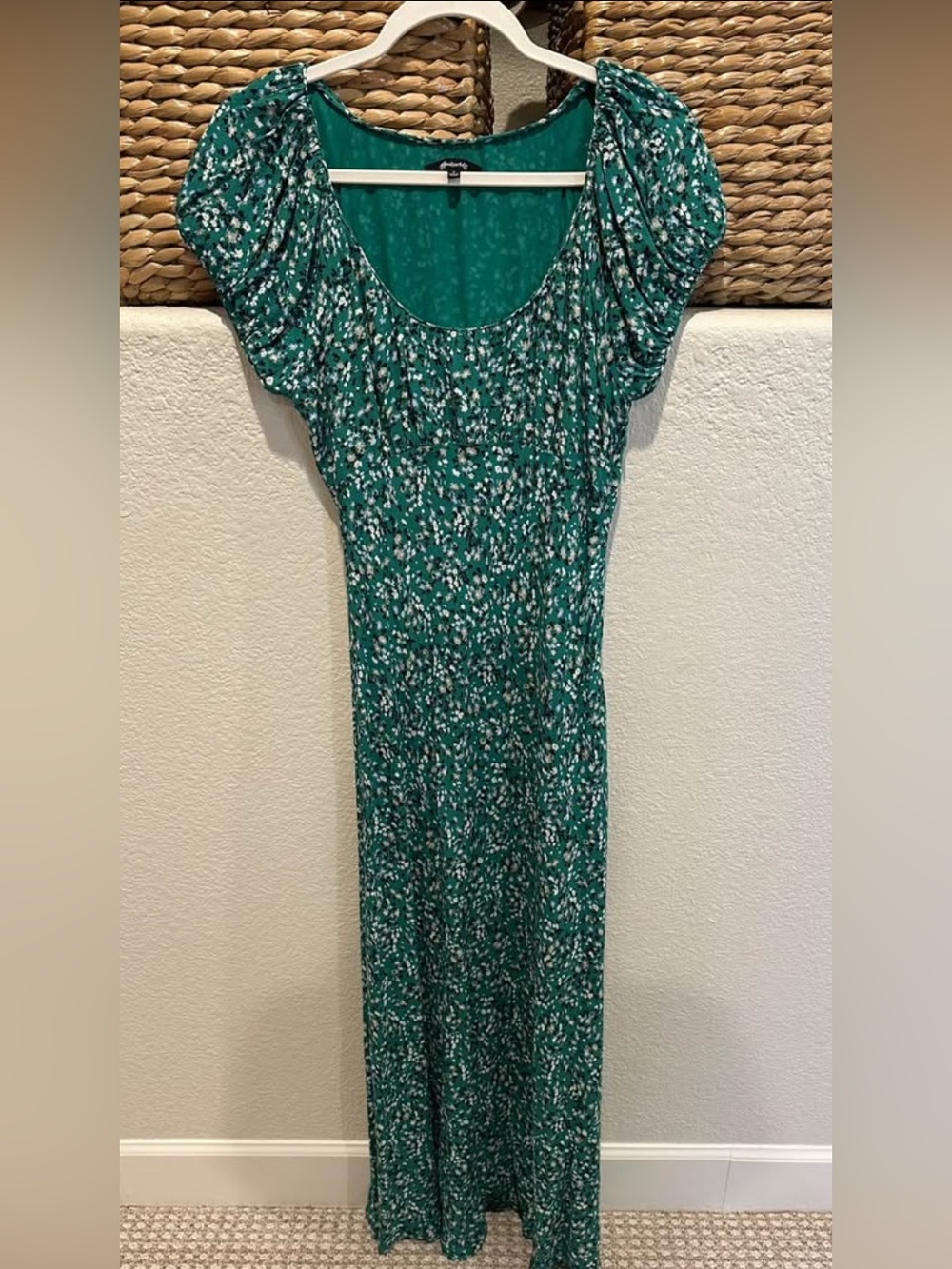 Madewell Green Floral Scoop Neck Maxi Dress